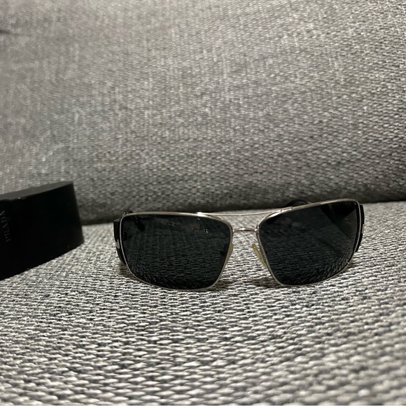 Prada black and silver metal sunglasses snakeskin design trim - Picture 3 of 7